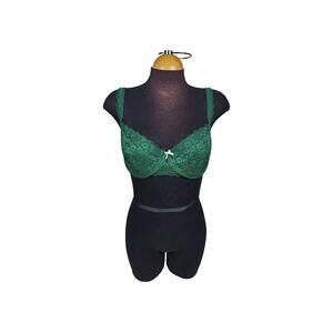 gilligan o'malley Womens 38D Green Lace Sheer Bra Underwire